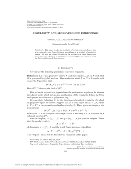 Regularity and Segre-Veronese Embeddings