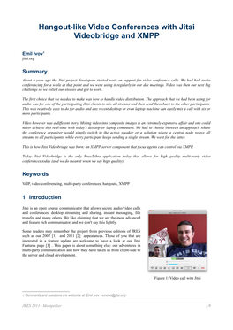 Hangout-Like Video Conferences with Jitsi Videobridge and XMPP