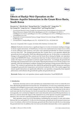 Effects of Baekje Weir Operation on the Stream–Aquifer Interaction In