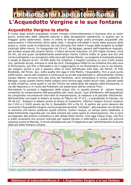 L'acquedotto Vergine E Le Sue Fontane