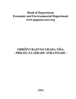 Head of Department Economic and Environmental Department ODRŽIVI RAZVOJ GRADA NIŠA