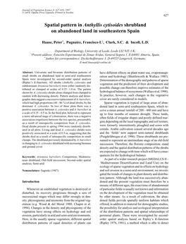 Spatial Pattern in Anthyllis Cytisoides Shrubland on Abandoned Land in Southeastern Spain