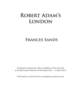 Robert Adam's London Frances Sands