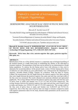 Morphometric Analysis of Iliac Crest of Pelvic Bone for Sex Determination