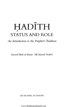 Hadith Status and Role
