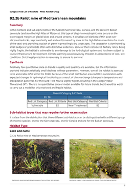 D2.2B Relict Mire of Mediterranean Mountains