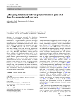 Cataloguing Functionally Relevant Polymorphisms in Gene DNA Ligase I: a Computational Approach