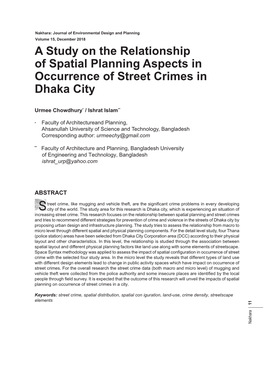 A Study on the Relationship of Spatial Planning Aspects in Occurrence Of