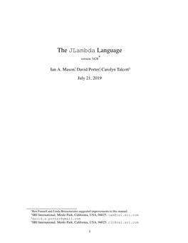 The Jlambda Language ∗ Version 3428