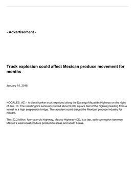 Truck Explosion Could Affect Mexican Produce Movement for Months