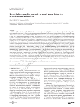 Non-Commercial Non-Indigenous Species Them to Different Disturbance Levels