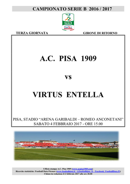 A.C. PISA 1909 Vs VIRTUS ENTELLA