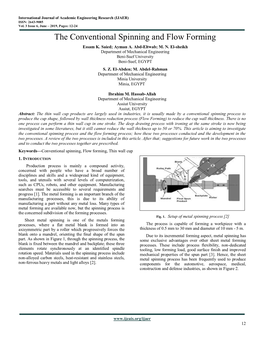 The Conventional Spinning and Flow Forming Essam K