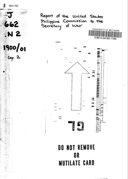 Report of the United States Philippine Commission to the Secretary of War