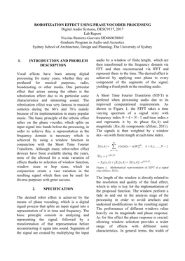 Robotization Effect Using Phase Vocoder Processing