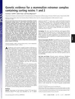 Genetic Evidence for a Mammalian Retromer Complex Containing Sorting Nexins 1 and 2