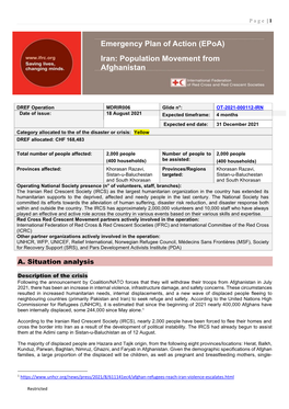 Iran: Population Movement from Afghanistan