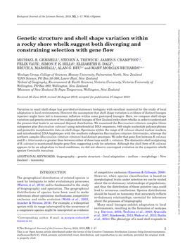 Genetic Structure and Shell Shape Variation Within a Rocky Shore Whelk Suggest Both Diverging and Constraining Selection with Gene Flow