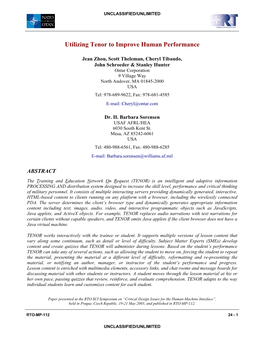 Utilizing Tenor to Improve Human Performance