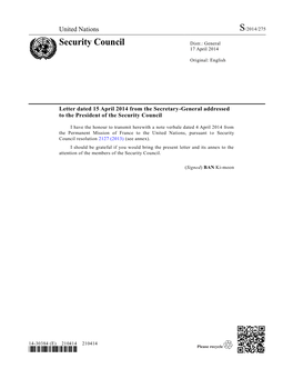 Security Council Distr.: General 17 April 2014