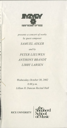 Samuel Adler Peter Lieuwen Anthony Brandt Libby