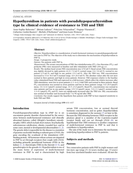 Hypothyroidism in Patients with Pseudohypoparathyroidism Type Ia