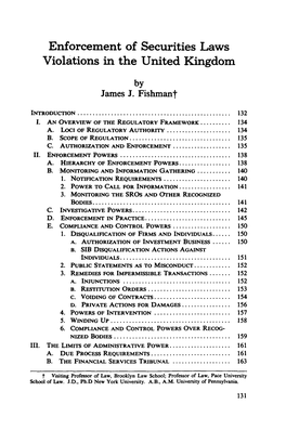 Enforcement of Securities Laws Violations in the United Kingdom