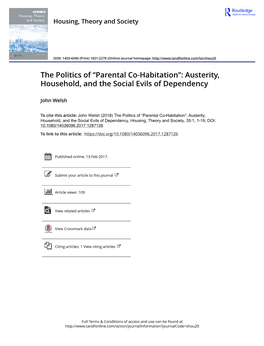 The Politics of “Parental Co-Habitation”: Austerity, Household, and the Social Evils of Dependency