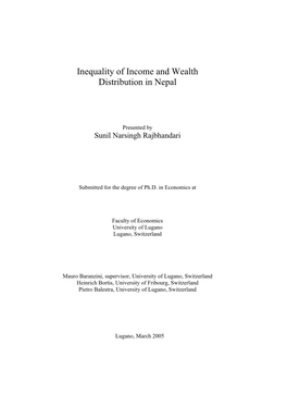 Inequality of Income and Wealth Distribution in Nepal