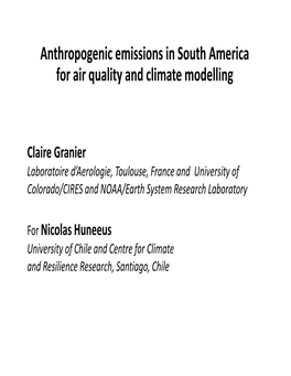 Anthropogenic Emissions in South America for Air Quality and Climate Modelling