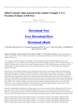 Akha Journal of the Golden Triangle 2: Cry Freedom (Volume 2) Online