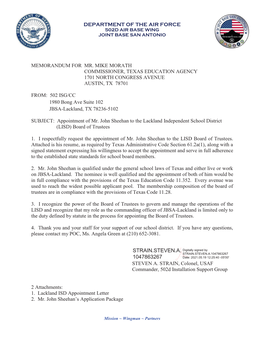 Department of the Air Force Memorandum for Mr. Mike