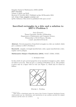 Inscribed Rectangles in a Kite and a Solution to 2017-1 Problem 5