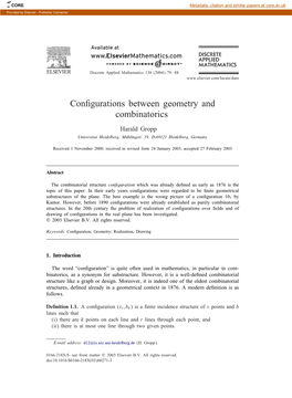 Configurations Between Geometry and Combinatorics