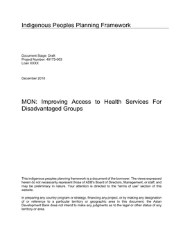 49173-003: Improving Access to Health Services for Disadvantaged