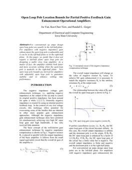 Open Loop Pole Location Bounds for Positive Feedback Operational