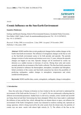 Cosmic Influence on the Sun-Earth Environment