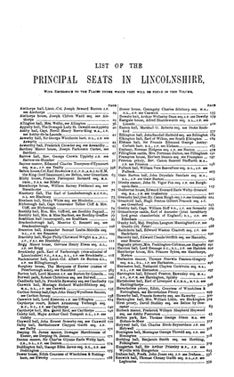 List of the Principal Seats in Lincolnshire
