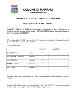 COMUNE DI MARRADI Provincia Di Firenze