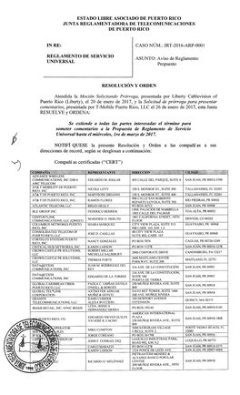 Junta Reglamentadora De Telecomunicaciones De Puerto Rico