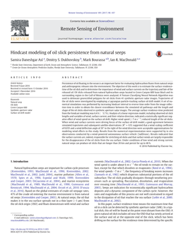 Hindcast Modeling of Oil Slick Persistence from Natural Seeps