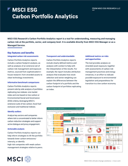 MSCI ESG Carbon Portfolio Analytics