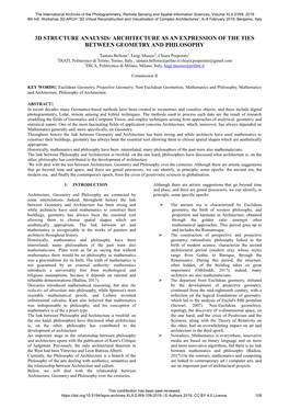 3D Structure Analysis: Architecture As an Expression of the Ties Between Geometry and Philosophy