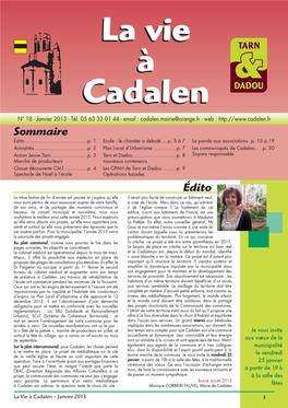 La Vie À Cadalen - Janvier 2013 1 Actualités