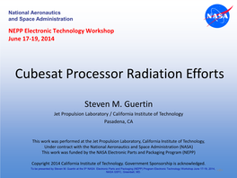 Cubesat Processor Radiation Efforts