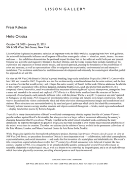 Press Release Hélio Oiticica