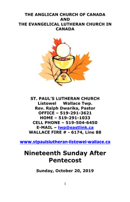 Nineteenth Sunday After Pentecost