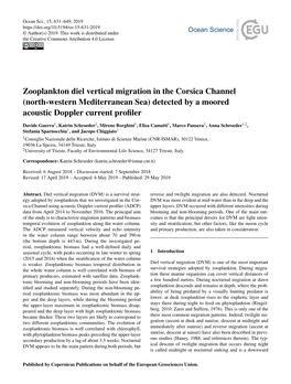 Zooplankton Diel Vertical Migration in the Corsica Channel (North-Western Mediterranean Sea) Detected by a Moored Acoustic Doppler Current Proﬁler