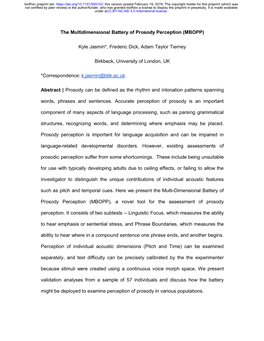 The Multidimensional Battery of Prosody Perception (MBOPP)