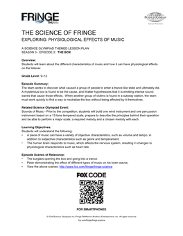 The Science of Fringe Exploring: Physiological Effects of Music